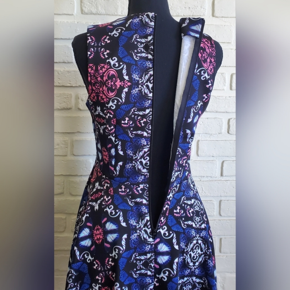 Streetwear Society Fit and Flare Skater Pockets Swing Dress Sheath Blue Pink Med - Picture 15 of 16